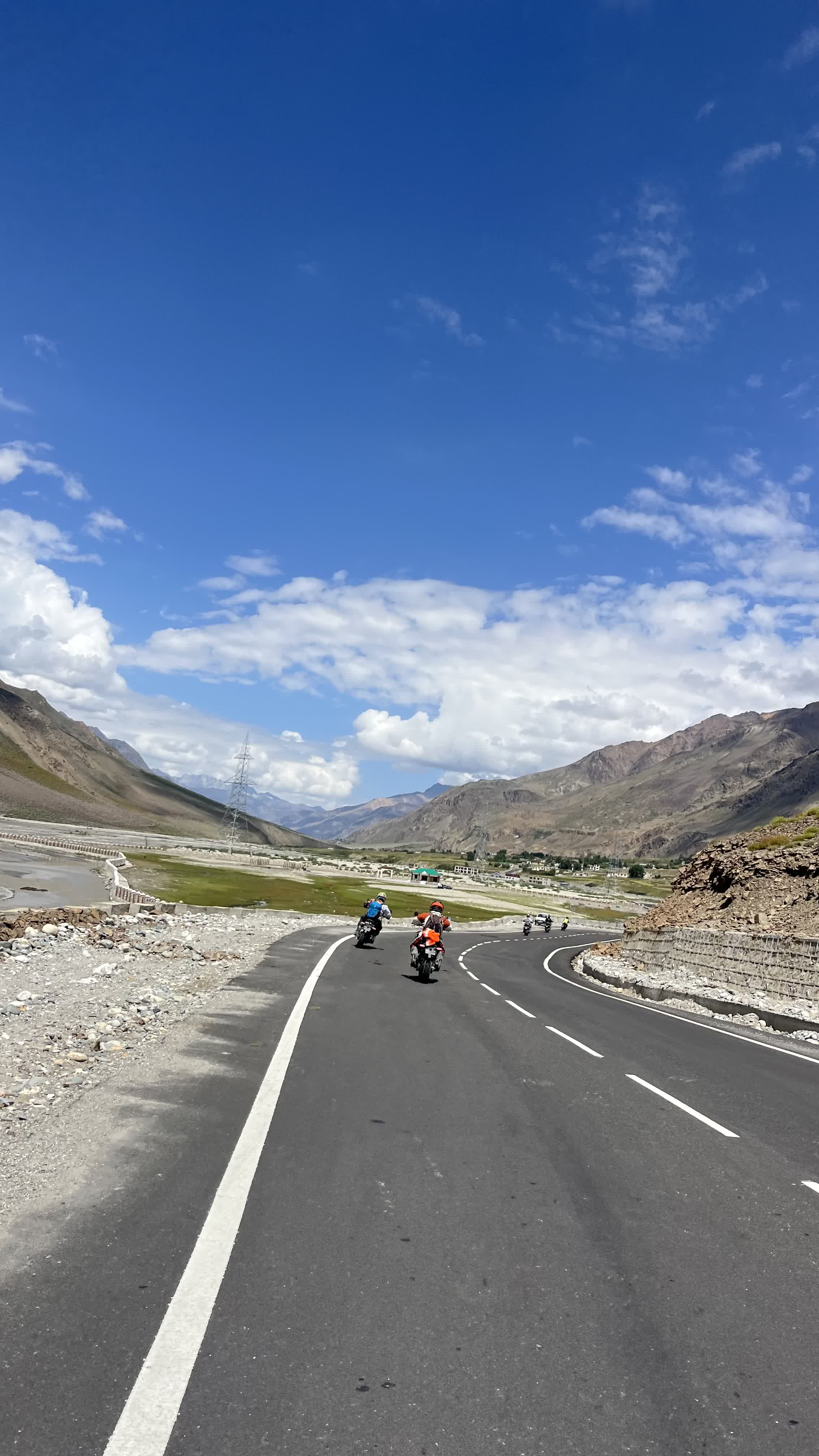 Riders at Pangong Tso lake base camp Ladakh India 14270 feet