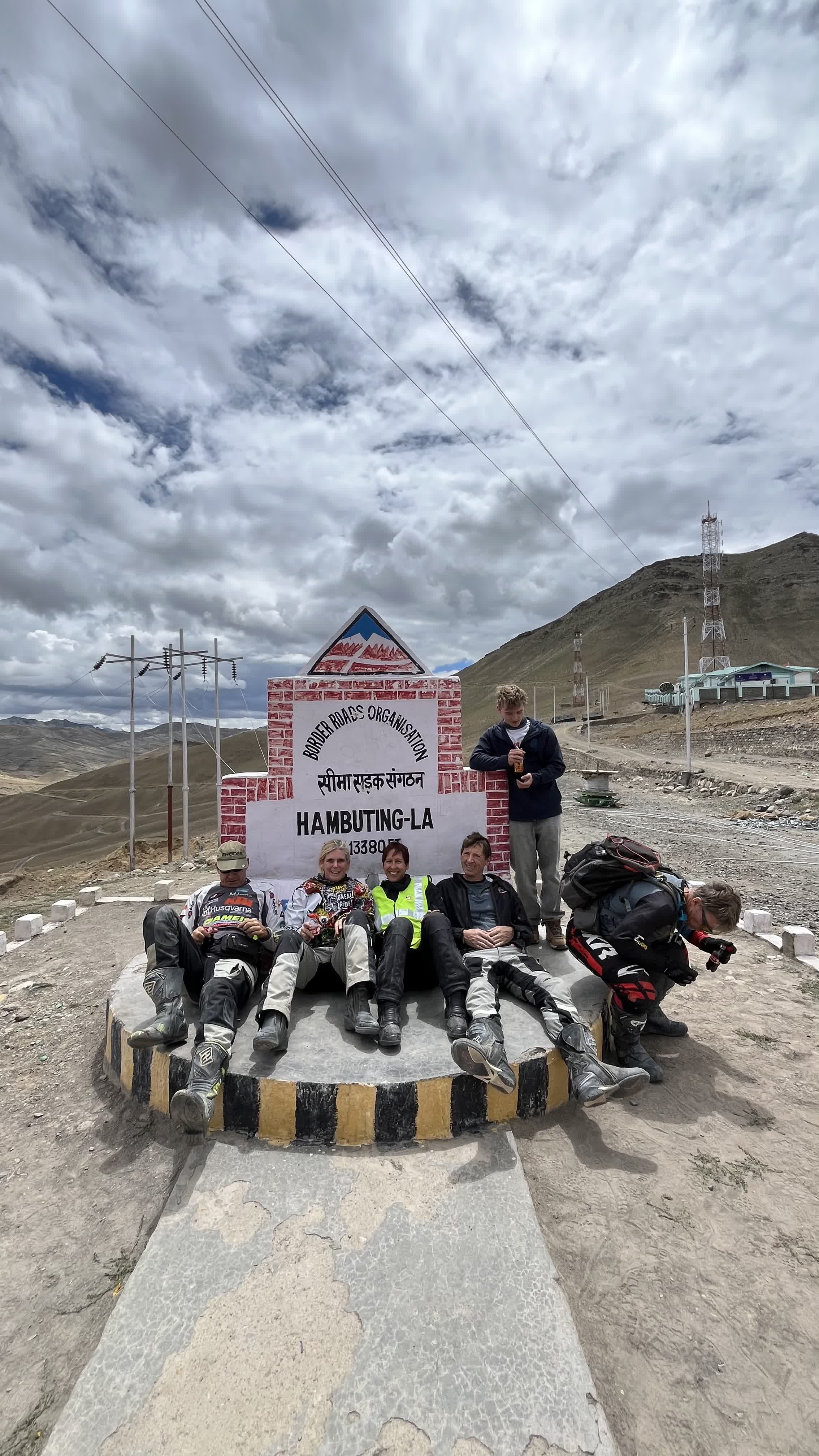 Motorcycle water crossing at Chang La pass Ladakh Himalayas