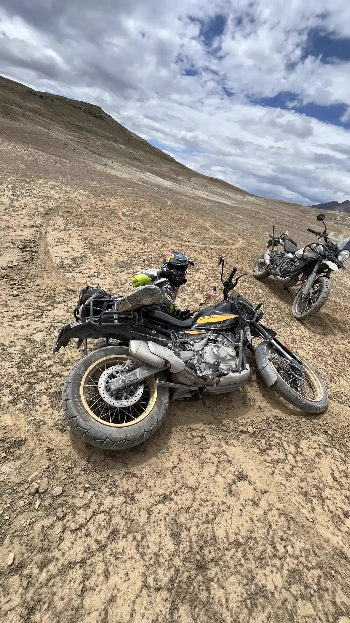 Shyok River valley panoramic view motorcycle touring Ladakh