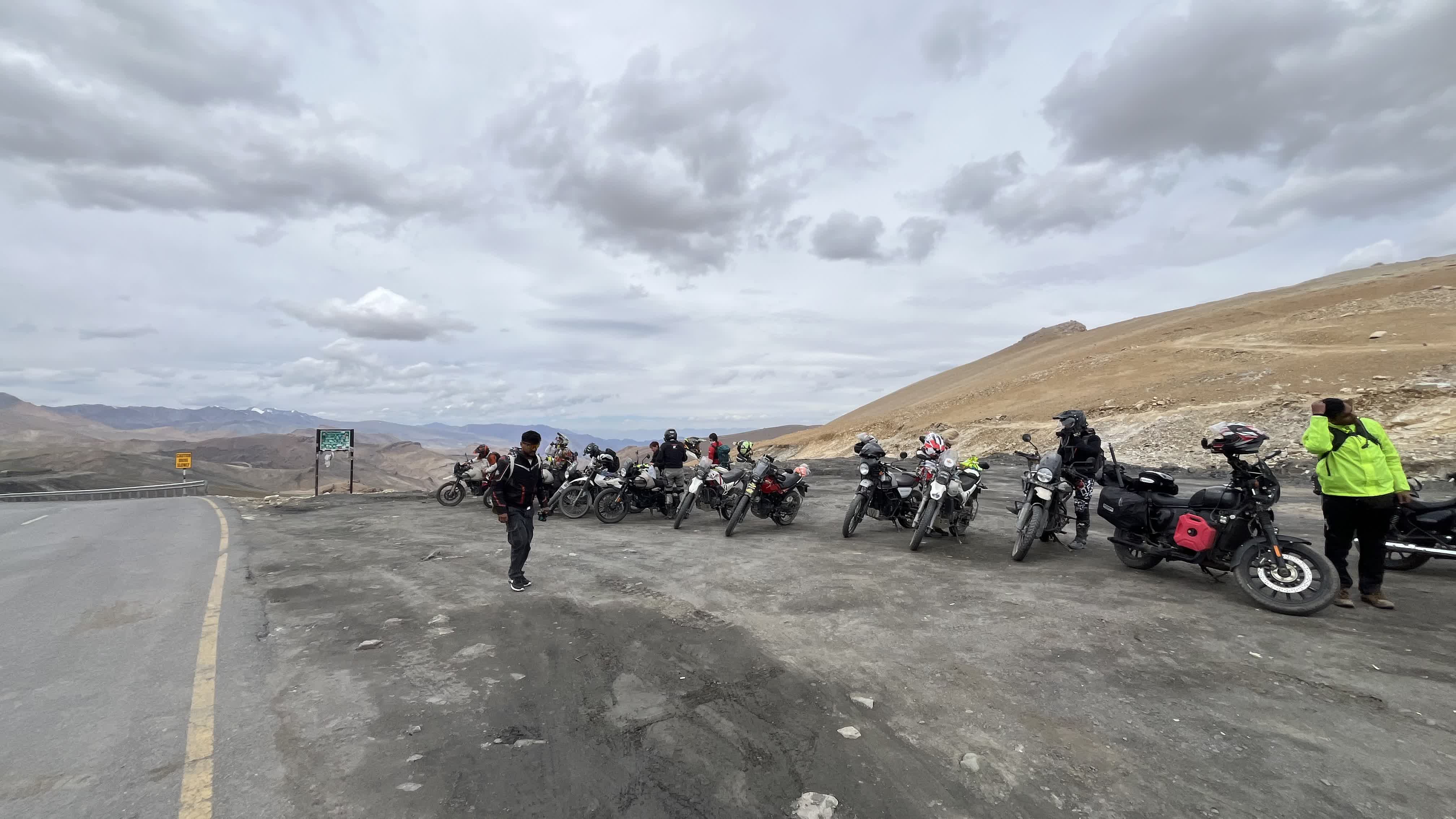 Motorcycle riding through Nubra Valley apricot village Ladakh