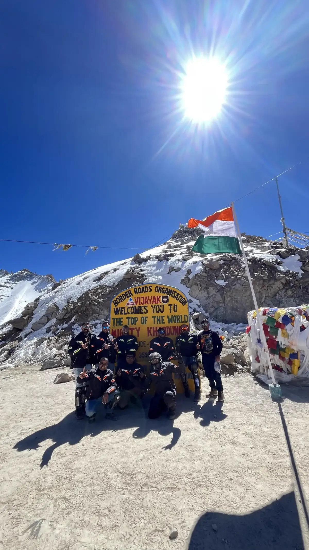 Group motorcycle riders on Srinagar Leh highway NH1 Ladakh