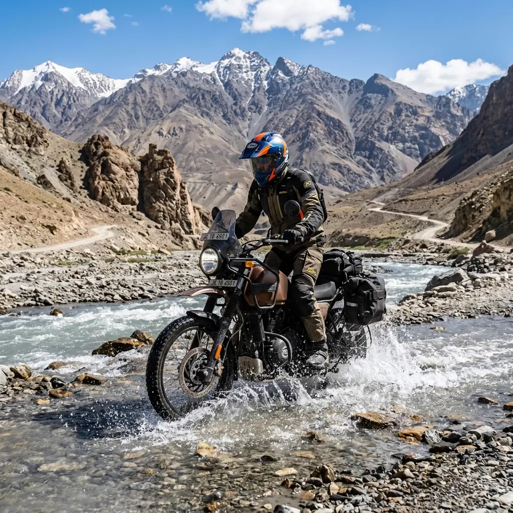 Royal Enfield Himalayan 450 in Ladakh mountain terrain